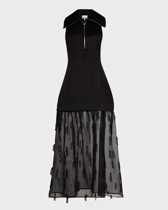 Combo Fringe Organza Dress